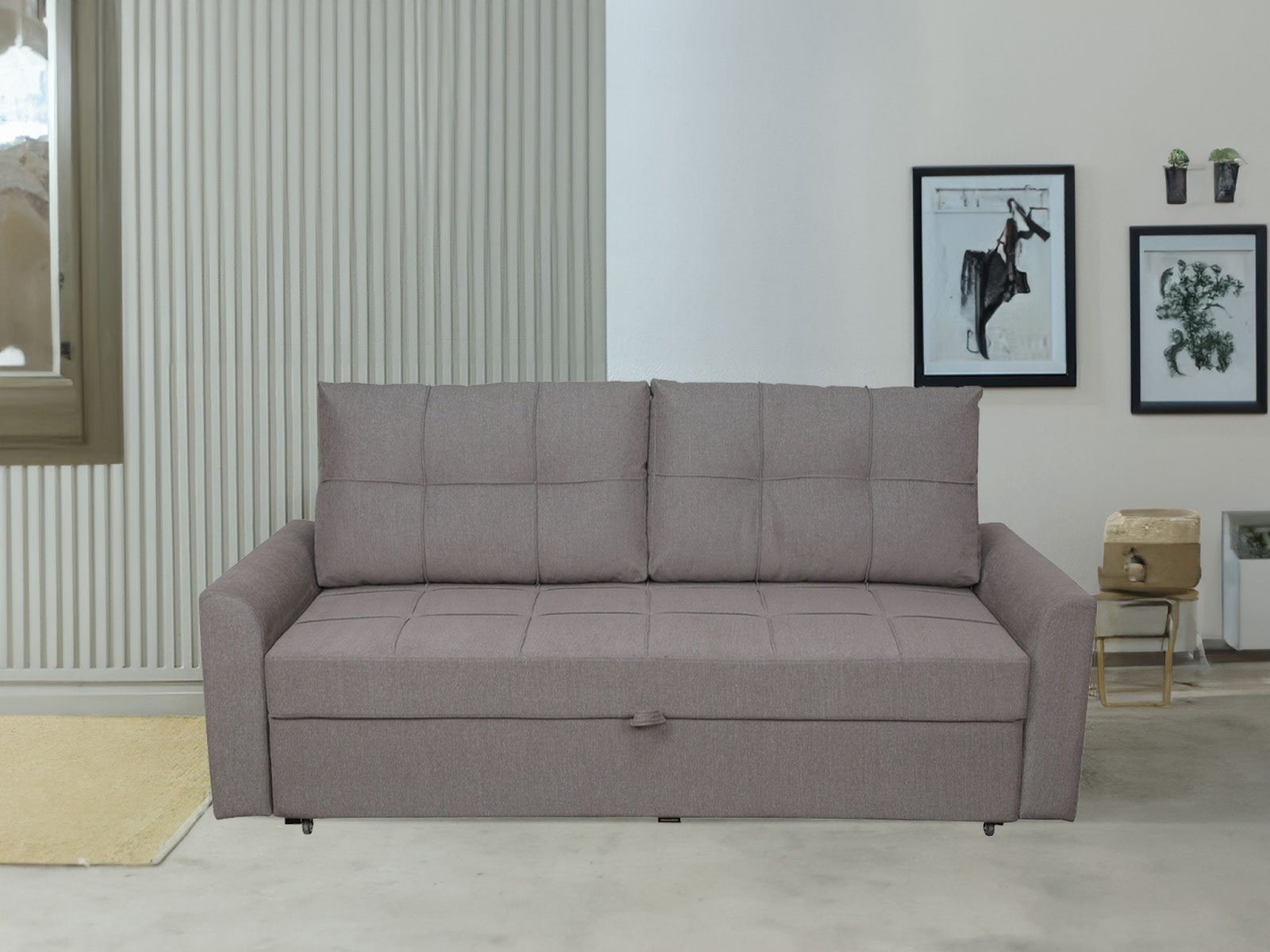 Luiz Sofa Cum Bed In Sandy Brown Color