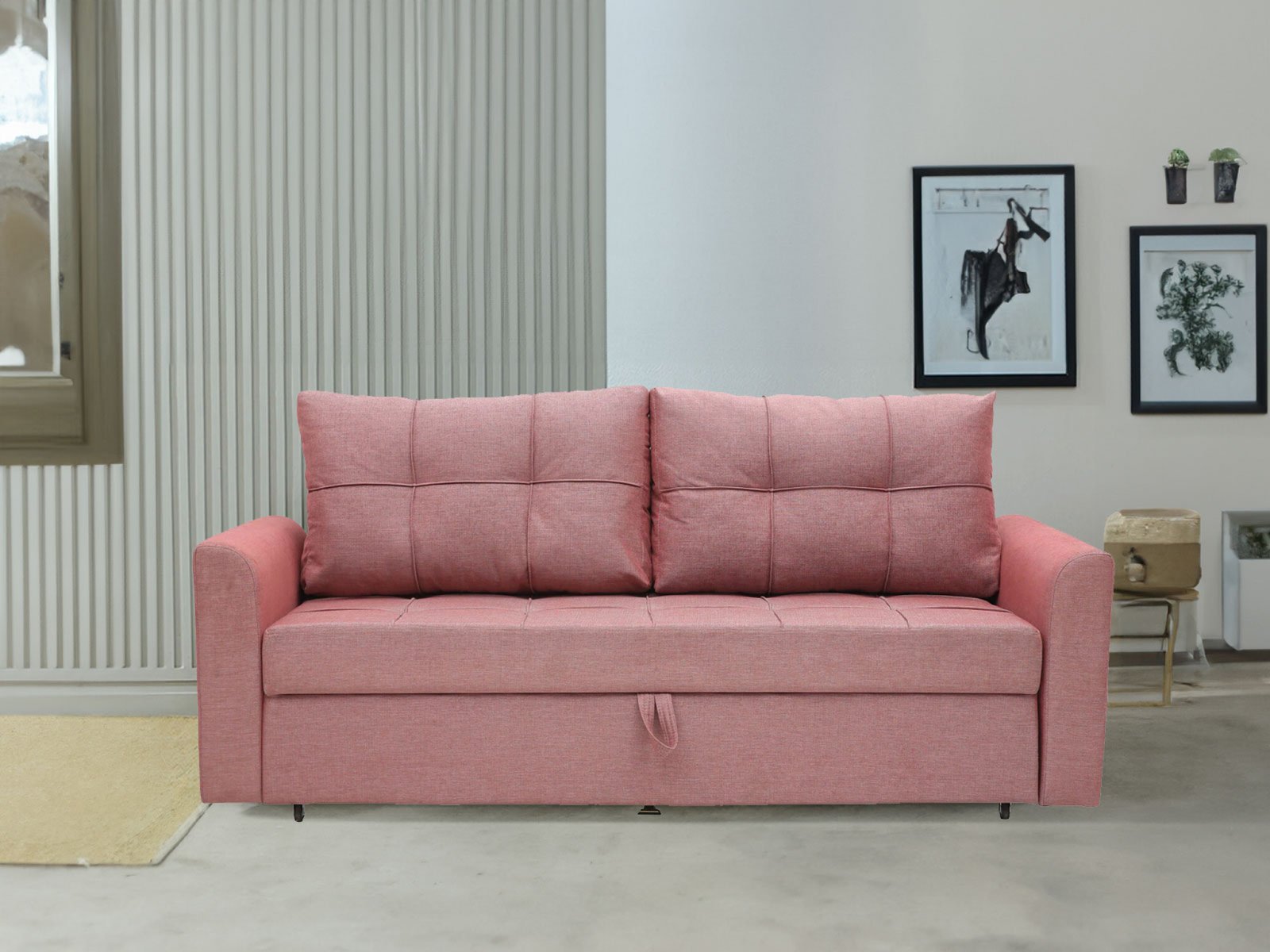 Luiz Sofa Cum Bed In Blush Color