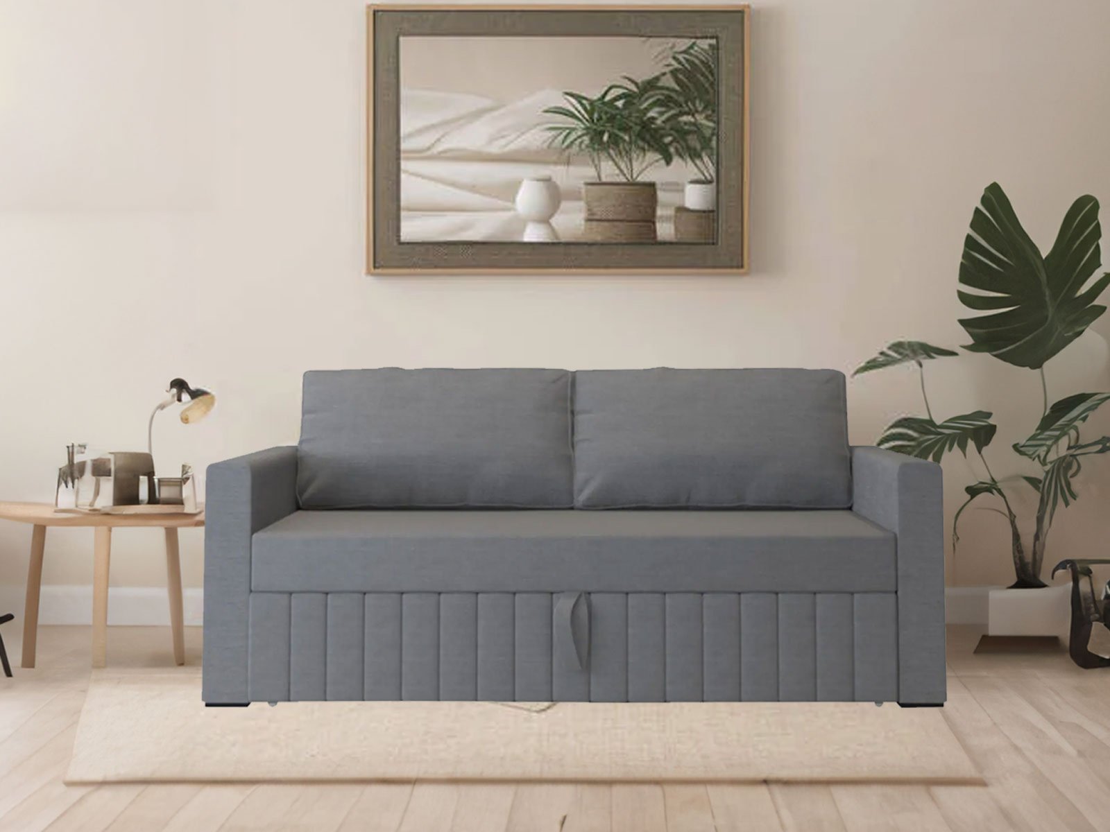 Maya Sofa Cum Bed In Light Grey Color 