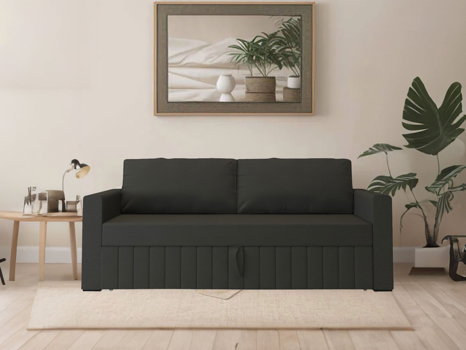 Maya Sofa Cum Bed In Dark Grey Color 