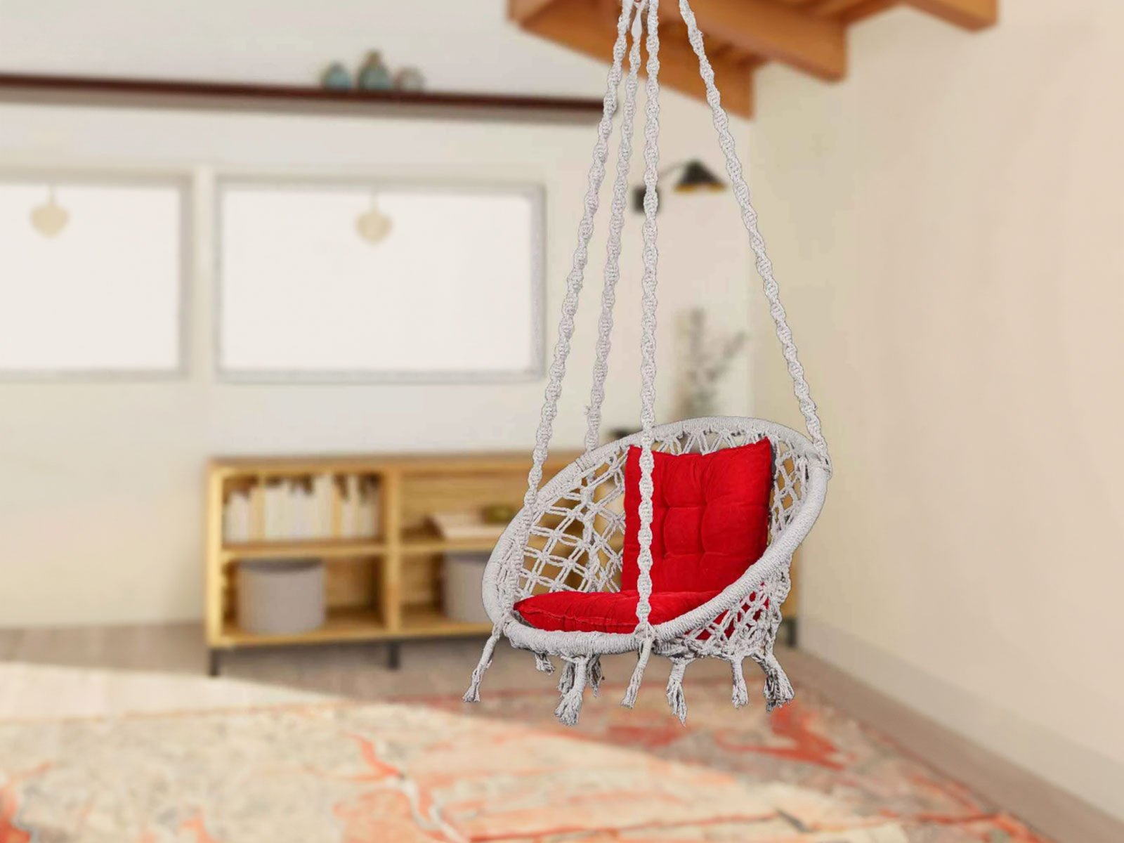 Round Swing In White & Red Color