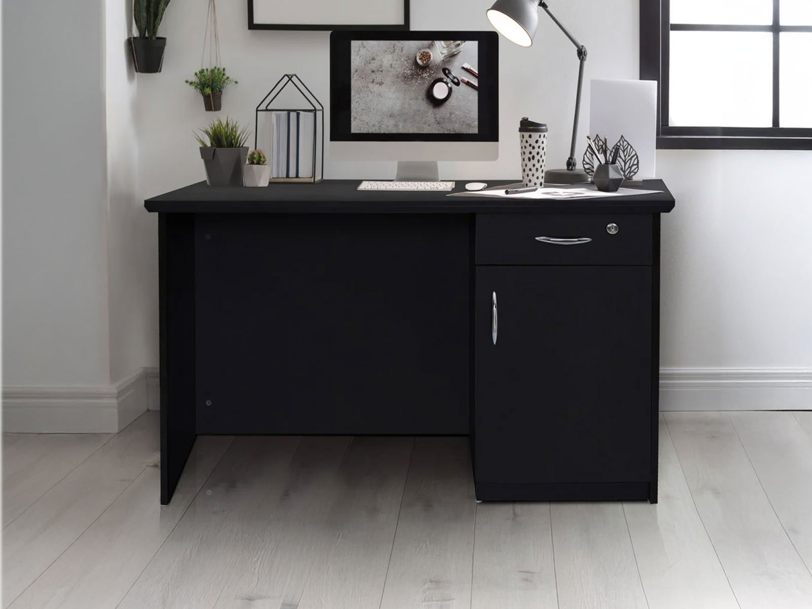 Bali Office Table With Storage In Wenge Finish