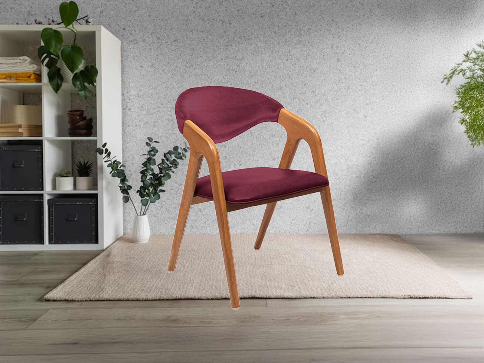 Quito Dining Chair In maroon  Color