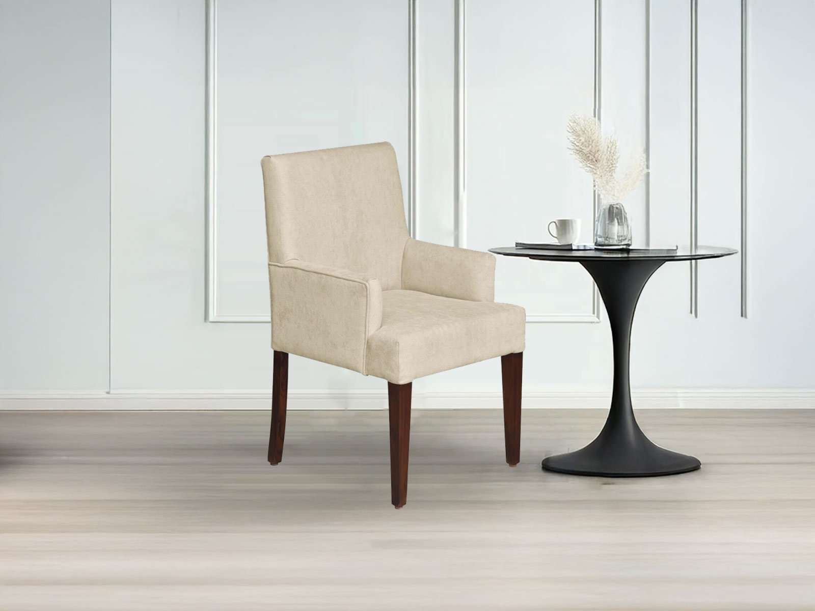 Mila Fabric Dining Chair In Beige Color