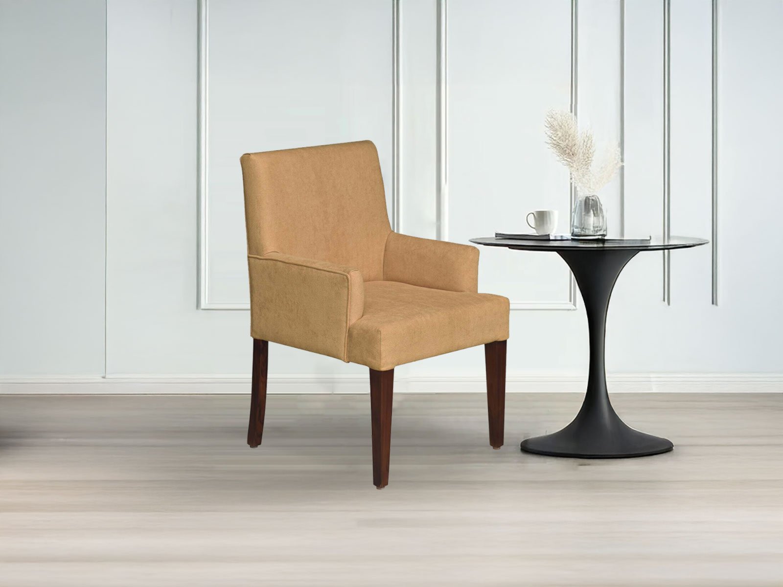Mila Fabric Dining Chair In Brown  Color
