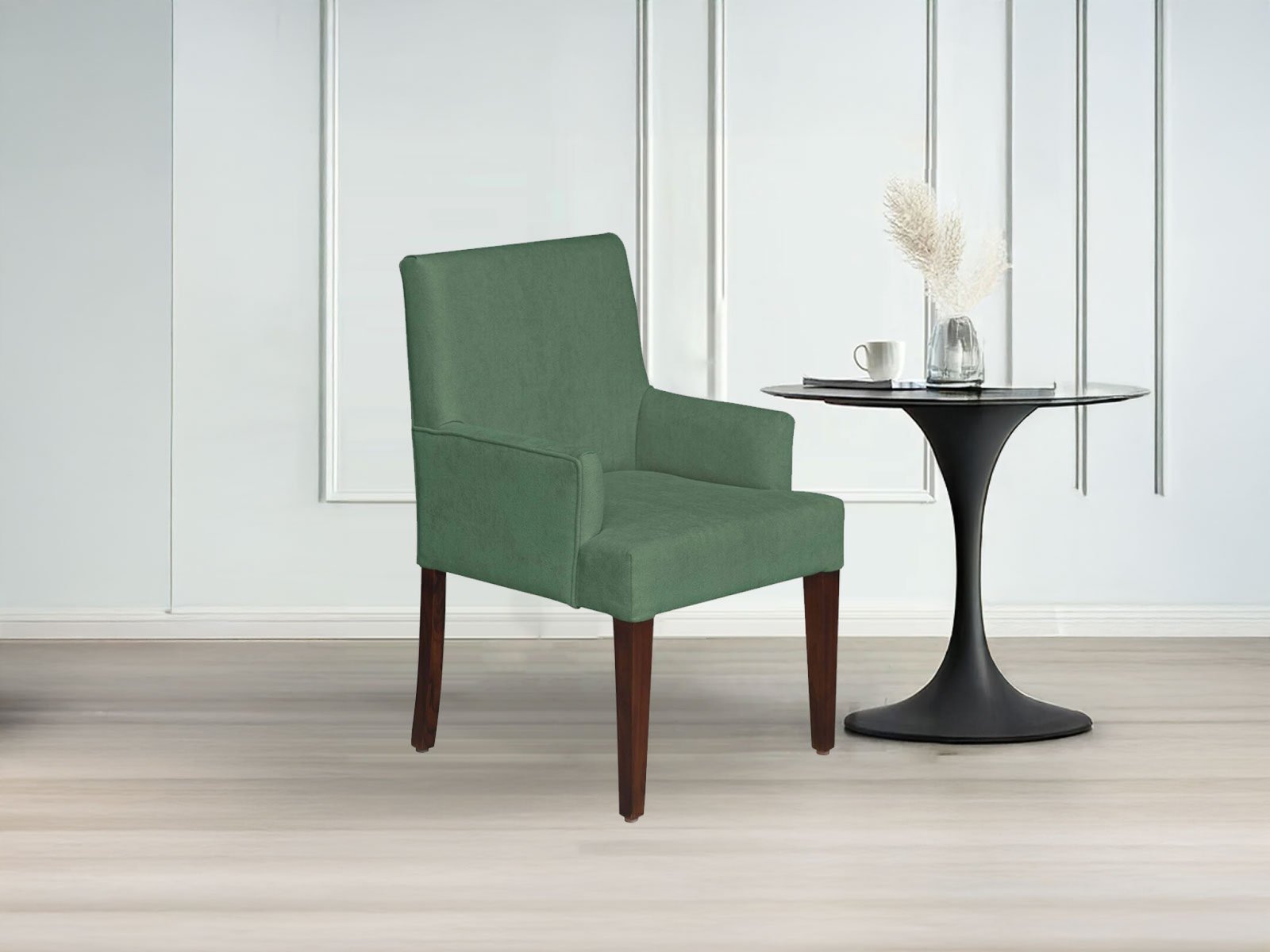 Mila Fabric Dining Chair In Green  Color