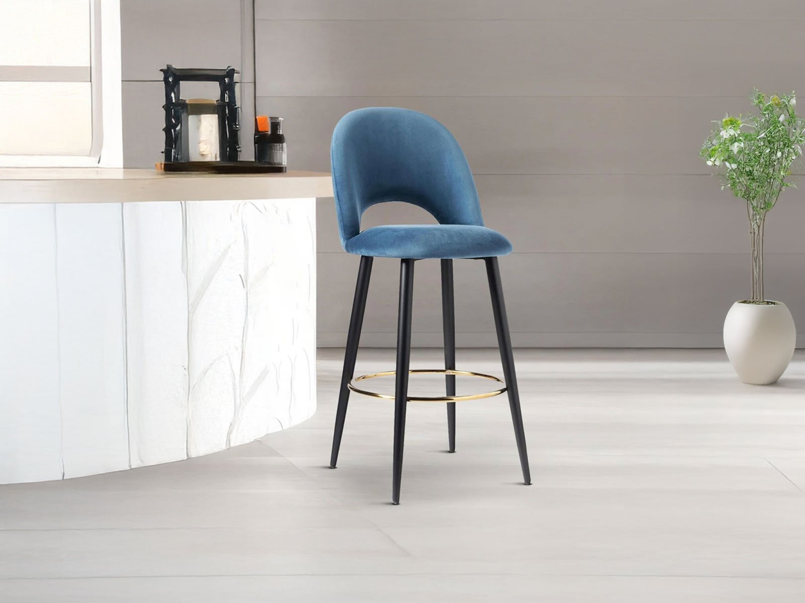 Mise  Bar Chair In Blue Color 