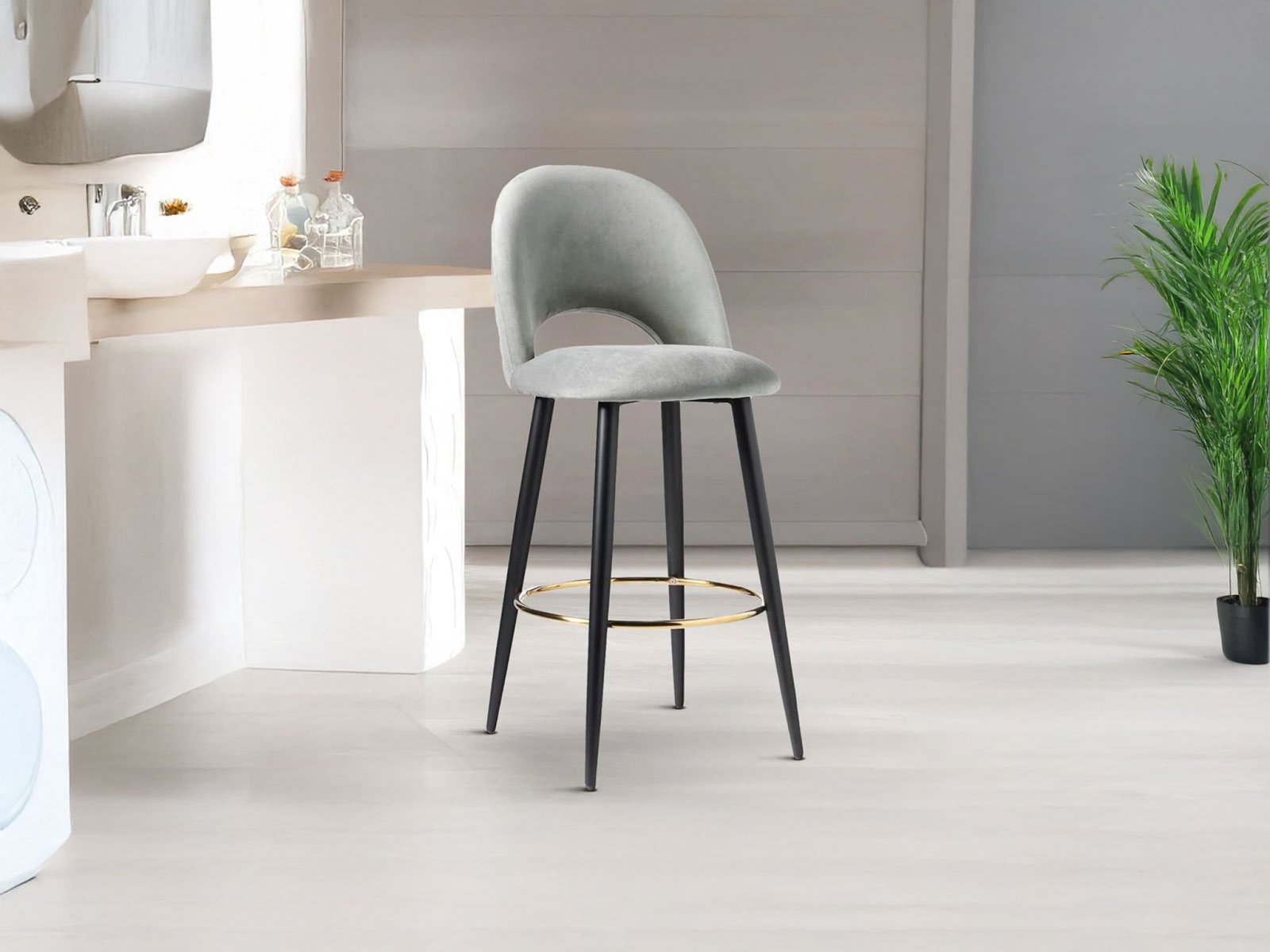 Mise  Bar Chair In Grey  Color 