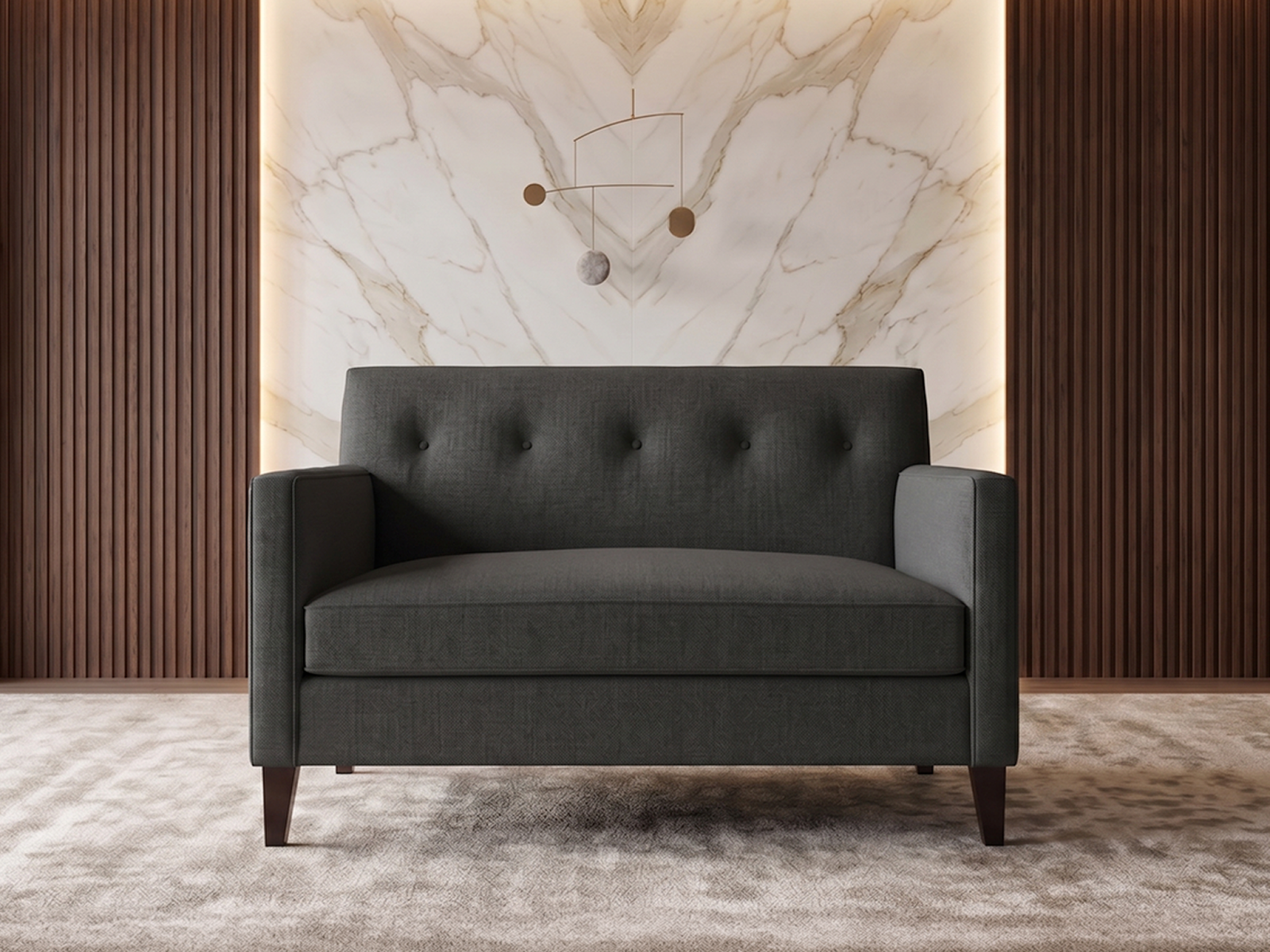 Bali Sofa 2 Seater In  Charcoal Grey Color