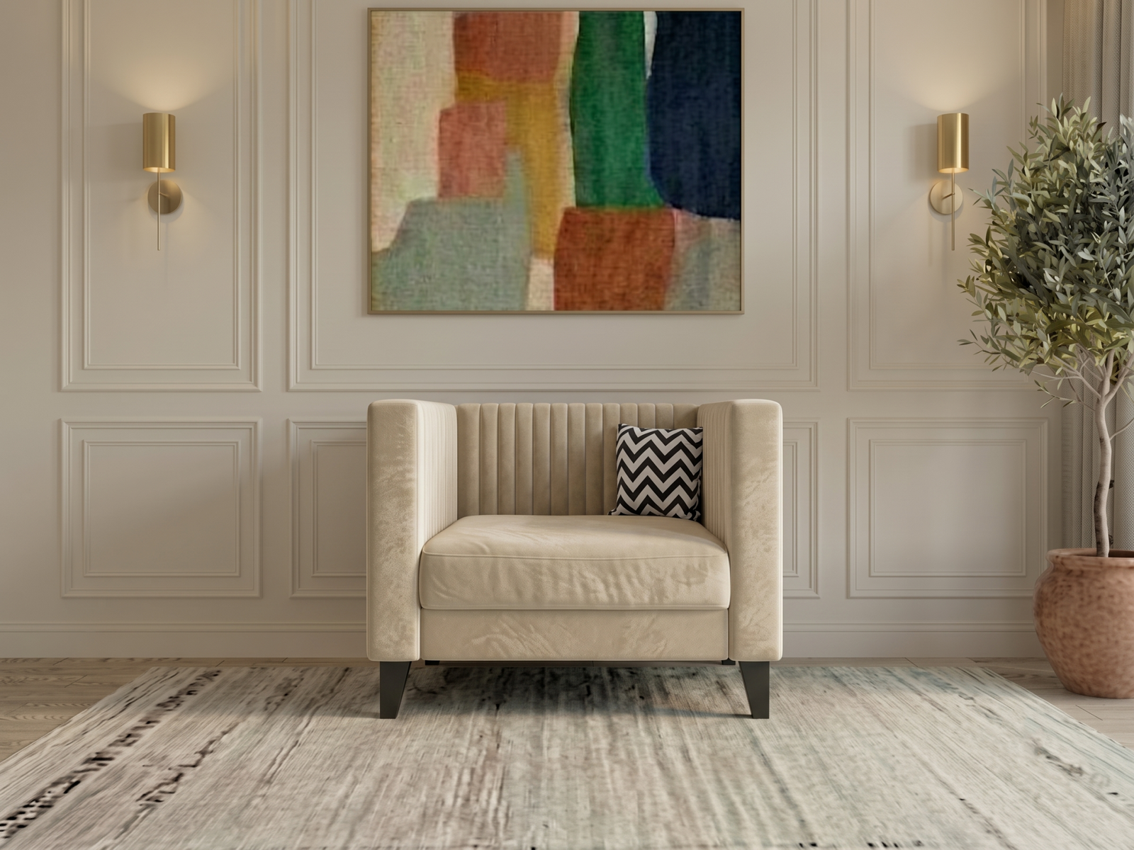 Miller Sofa 1 Seater In Bone White Color