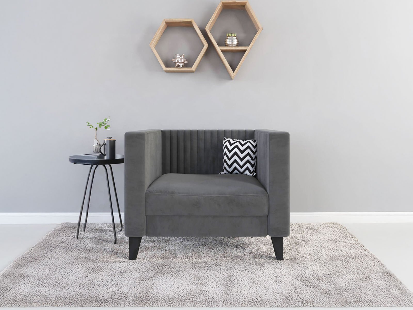 Miller Sofa 1 Seater In Carbon Grey Color