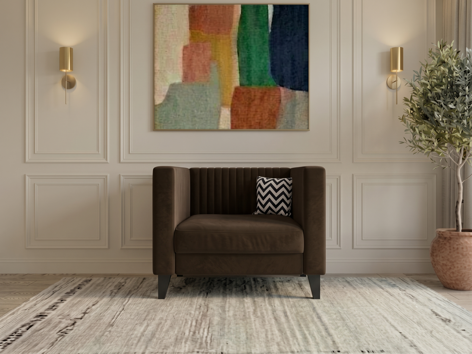 Miller Sofa 1 Seater In Chocolate Brown Color