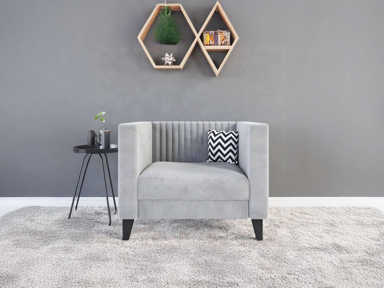 Miller Sofa 1 Seater In Cool Grey Color