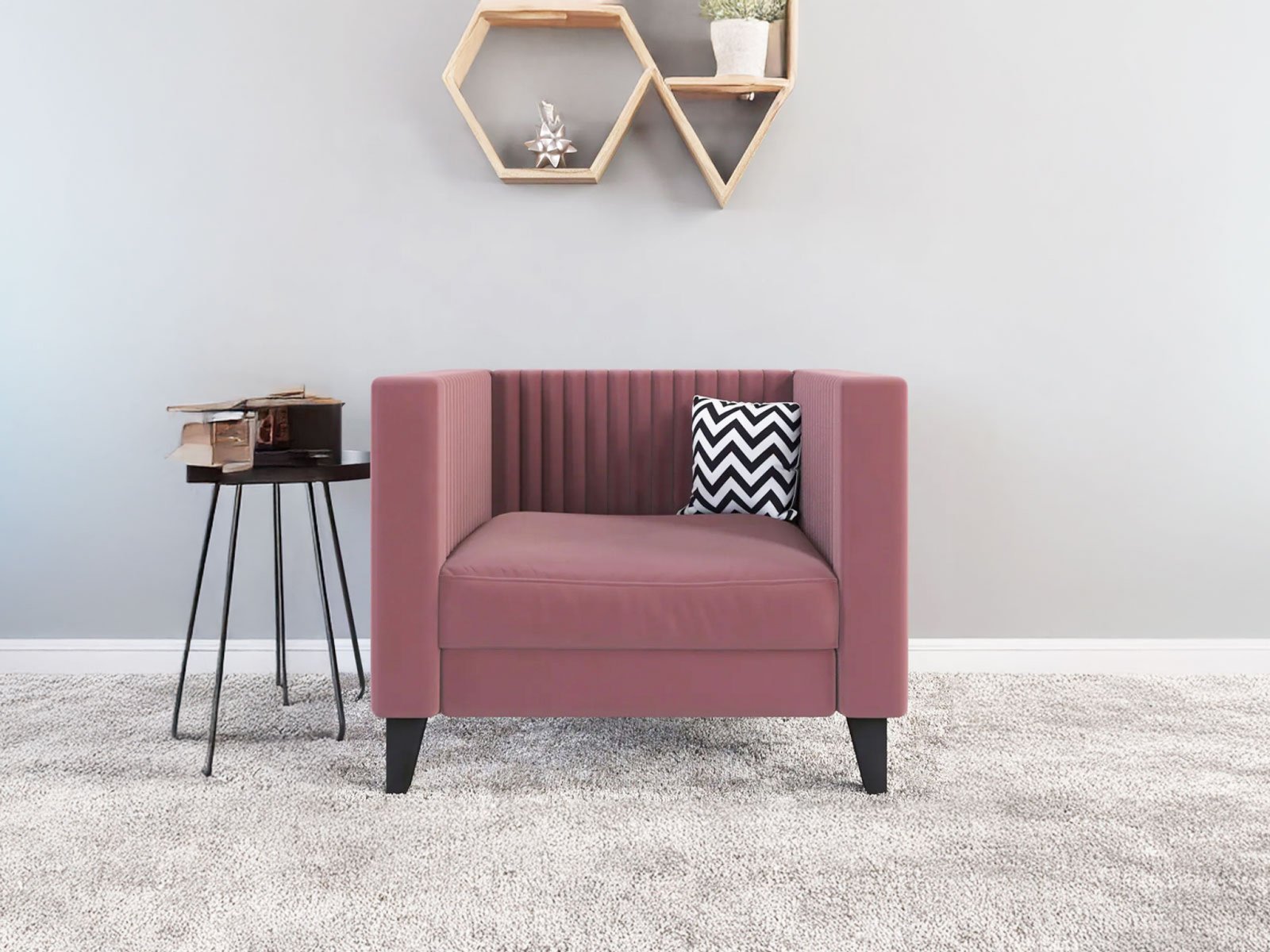 Miller Sofa 1 Seater In Dusky Rose Color