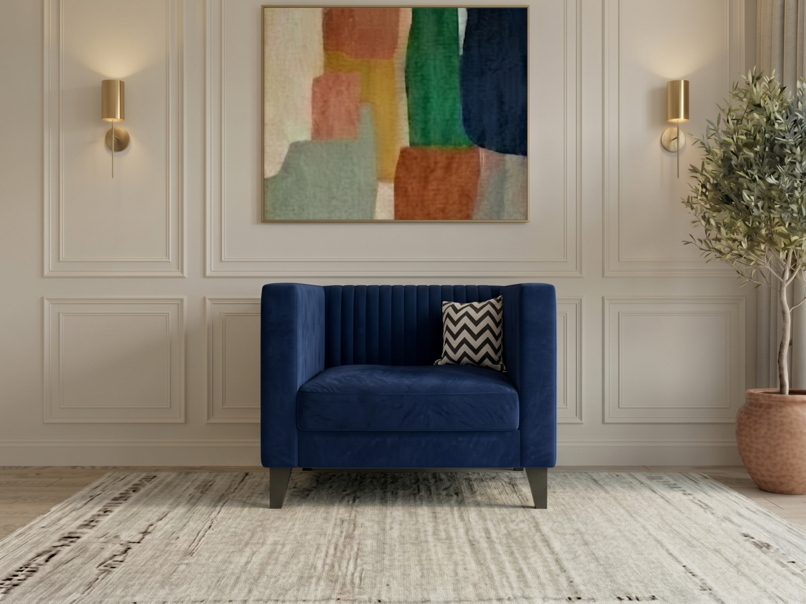 Miller Sofa 1 Seater In Midnight Blue Color