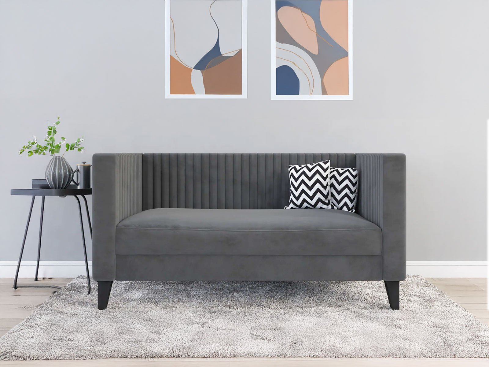 Miller Sofa 2 Seater In Carbon Grey Color
