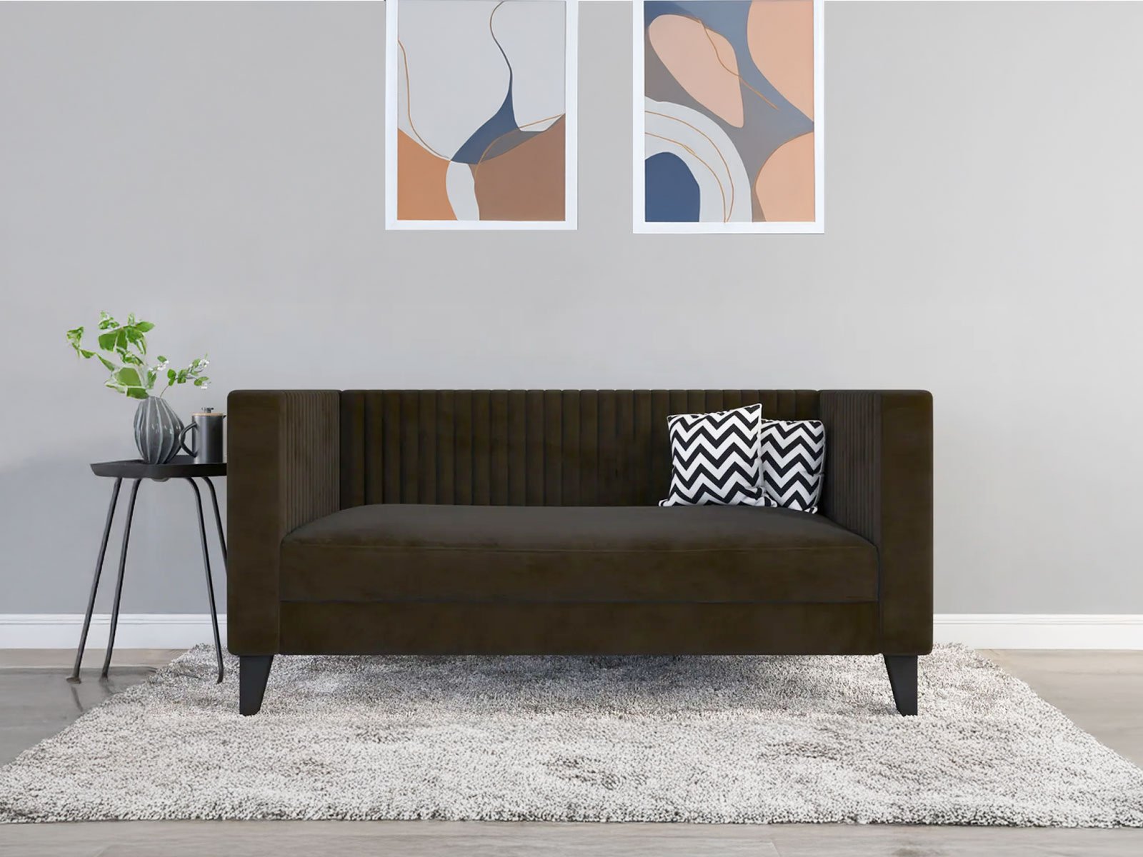 Miller Sofa 2 Seater In Chocolate Brown Color