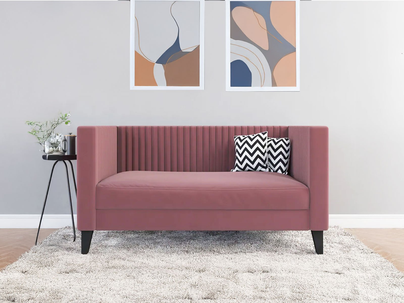 Miller Sofa 2 Seater In Dusky Rose Color