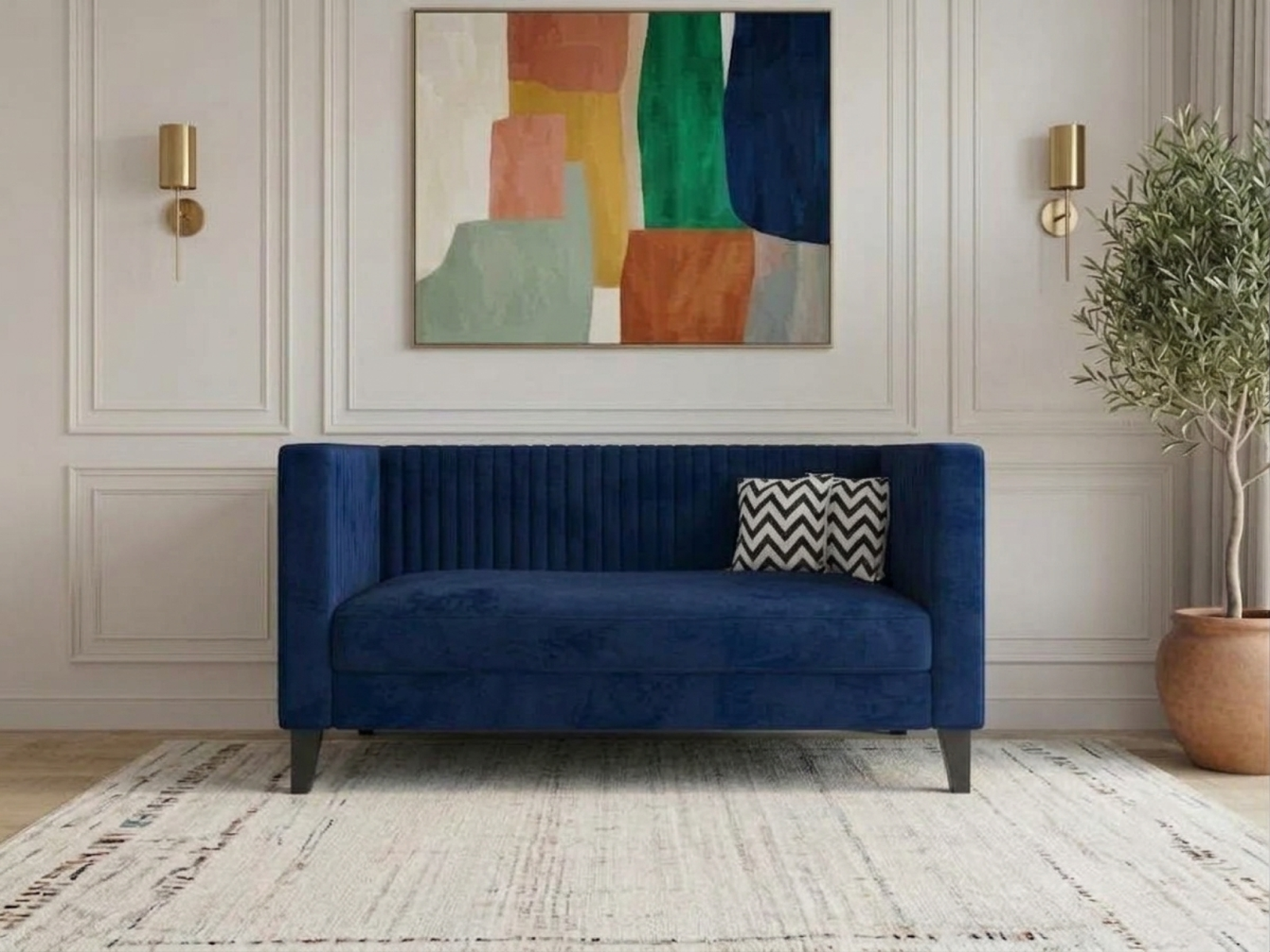 Miller Sofa 2 Seater In Midnight Blue Color