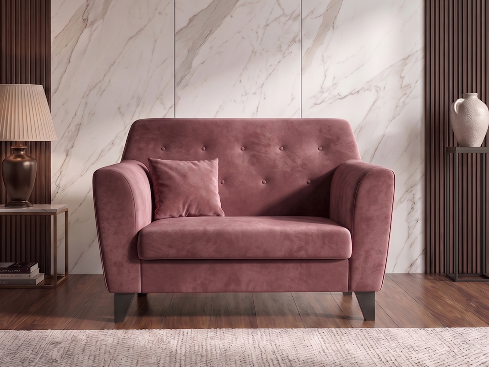 Andres Sofa 1 Seater In  Berry Wine Color 