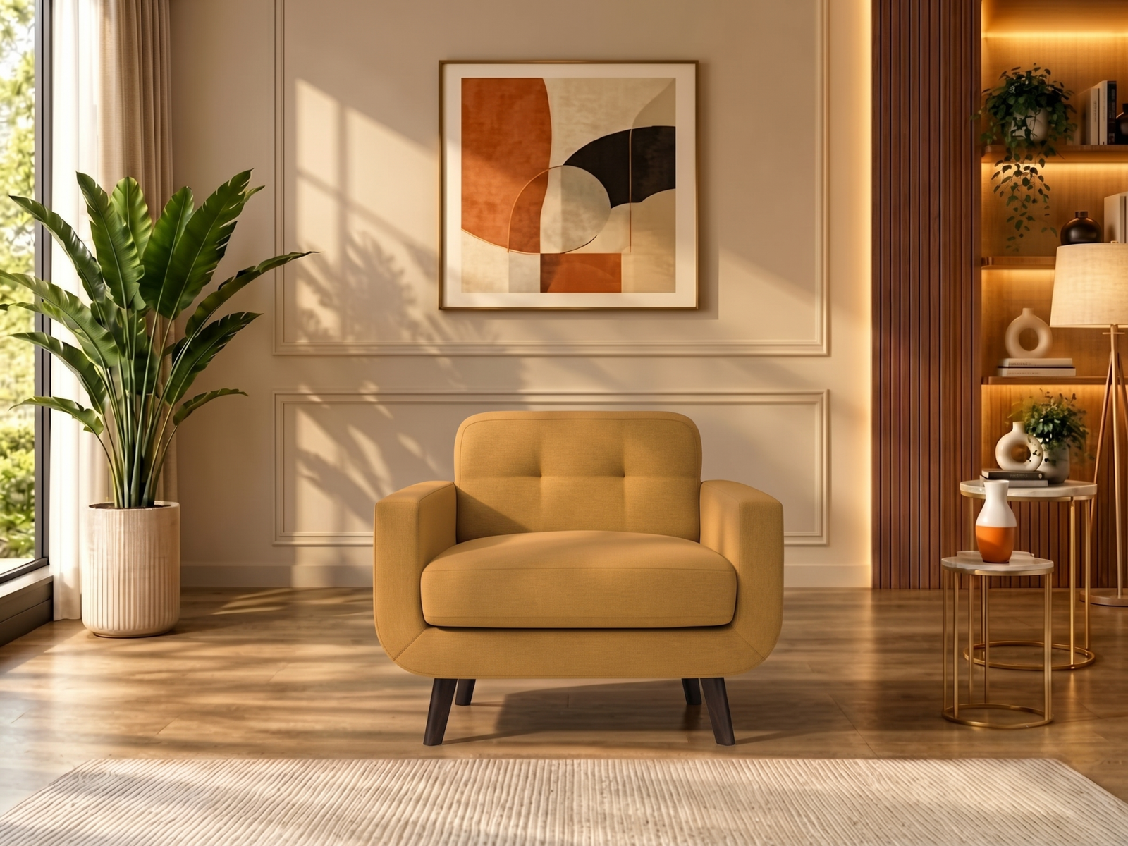 Boho Sofa 1 Seater In Corn Yellow Color 