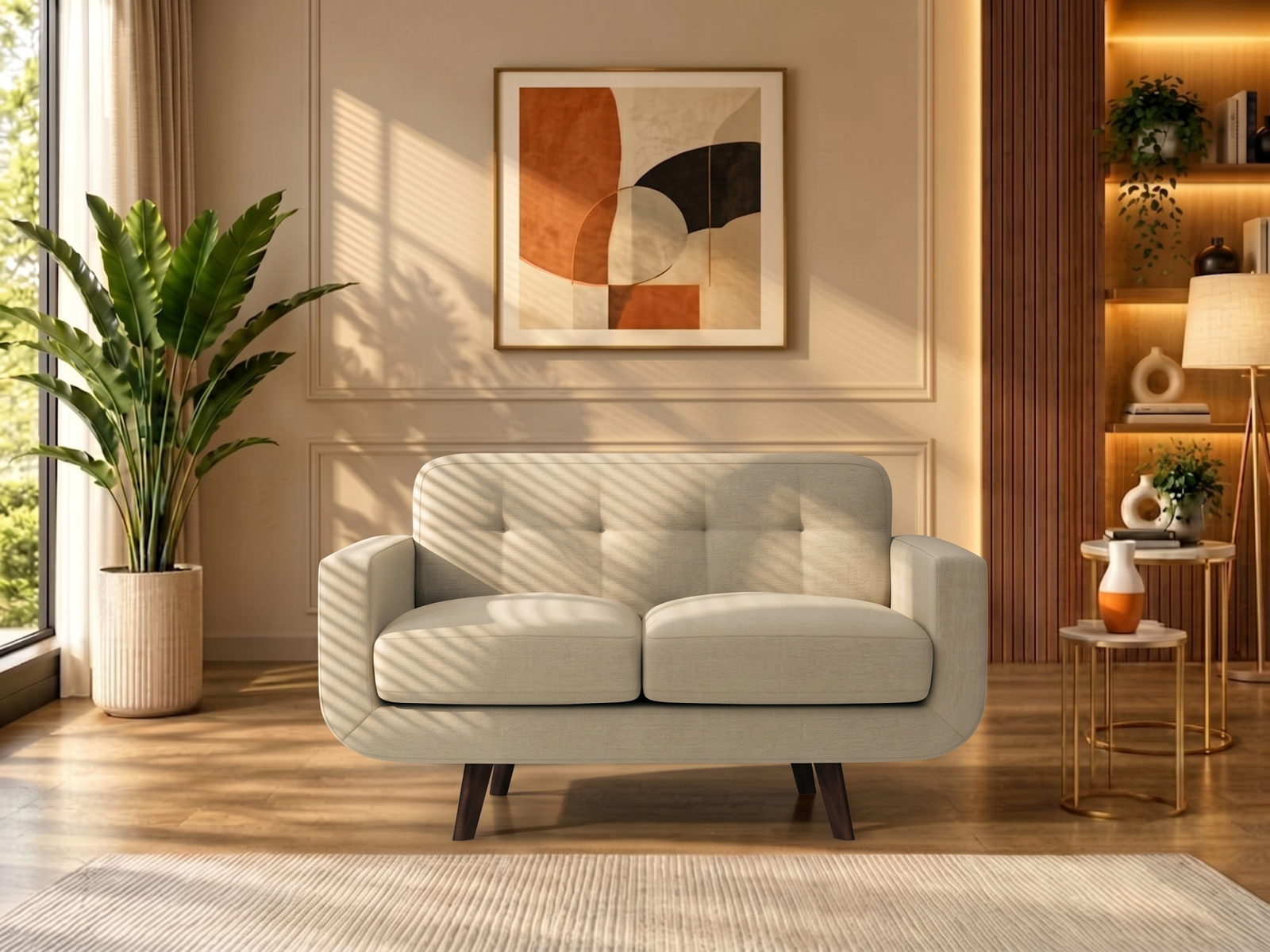 Boho Sofa 2 Seater In Honey Beige Color 