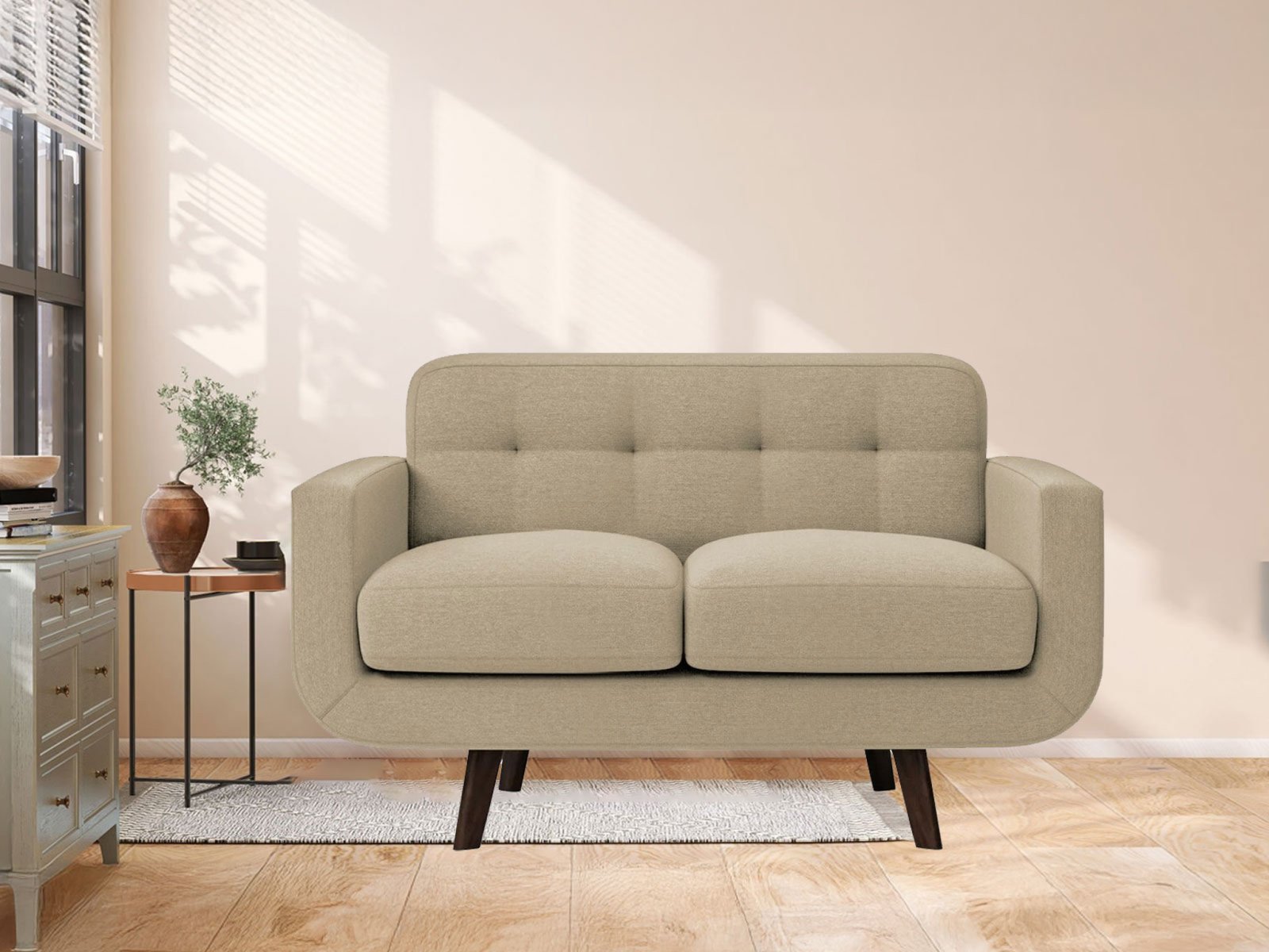 Boho Sofa 2 Seater In Honey Beige Color 