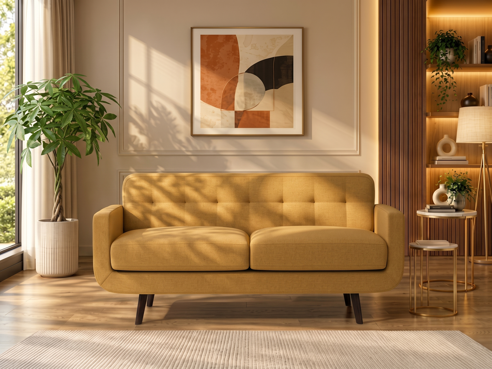 Boho Sofa 3 Seater In Corn Yellow Color 