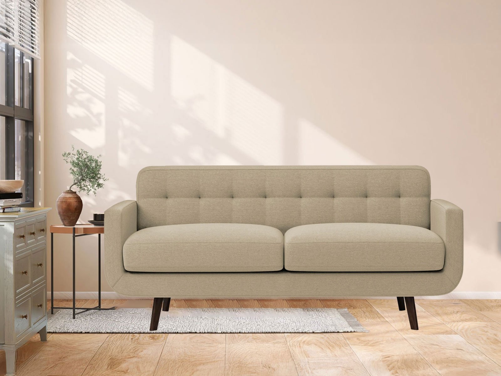 Boho Sofa 3 Seater In Honey Beige Color 