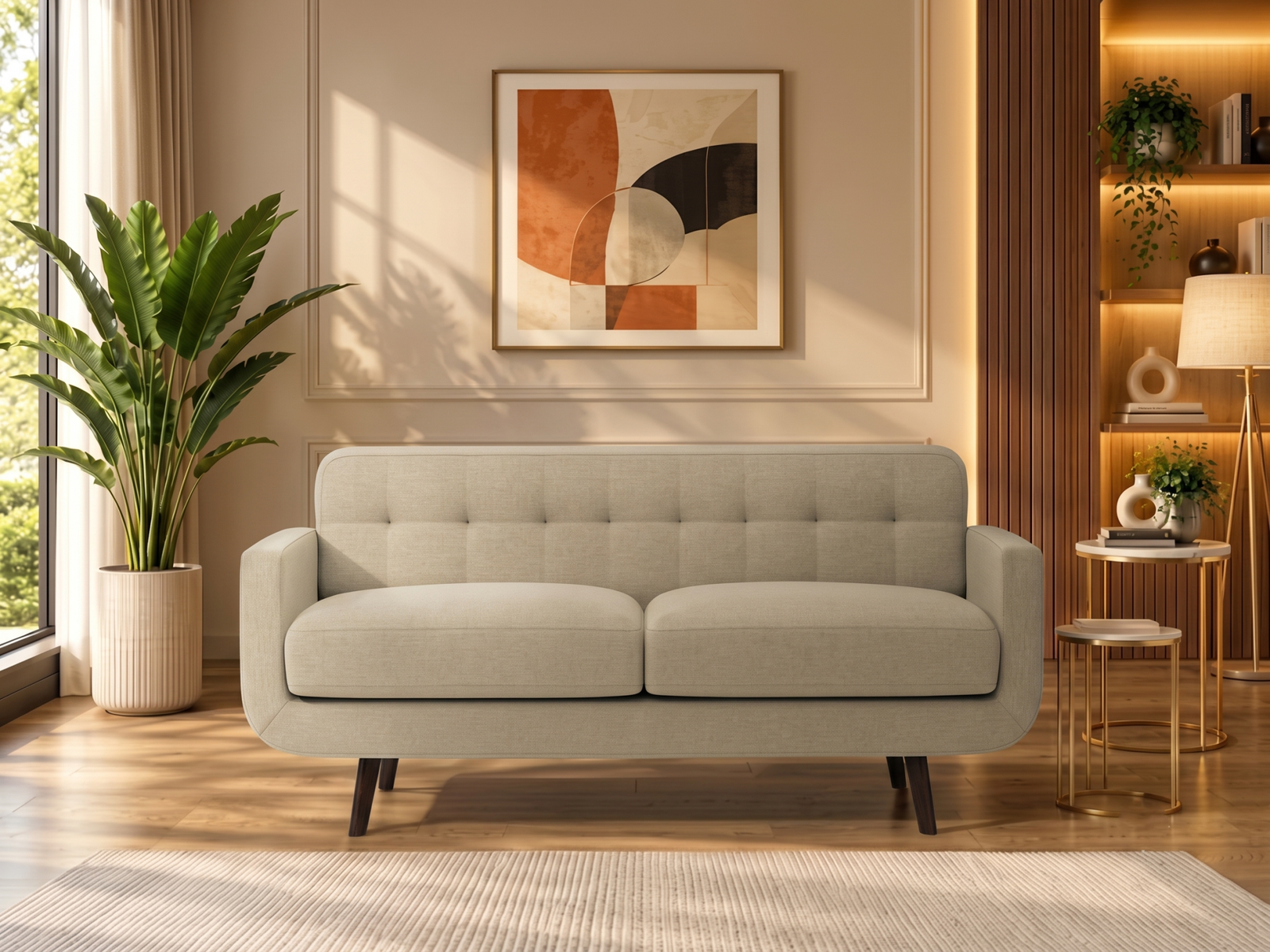 Boho Sofa 3 Seater In Honey Beige Color 
