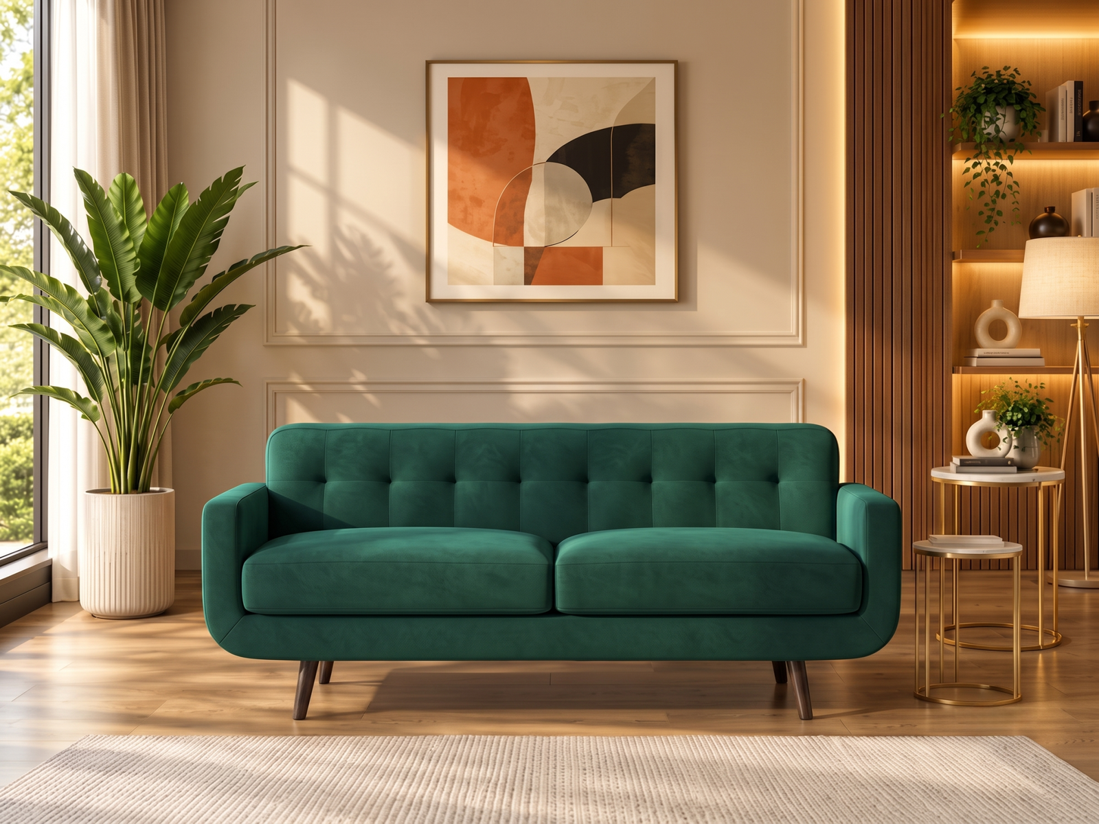 Boho Sofa 3 Seater In Sage Green Color 