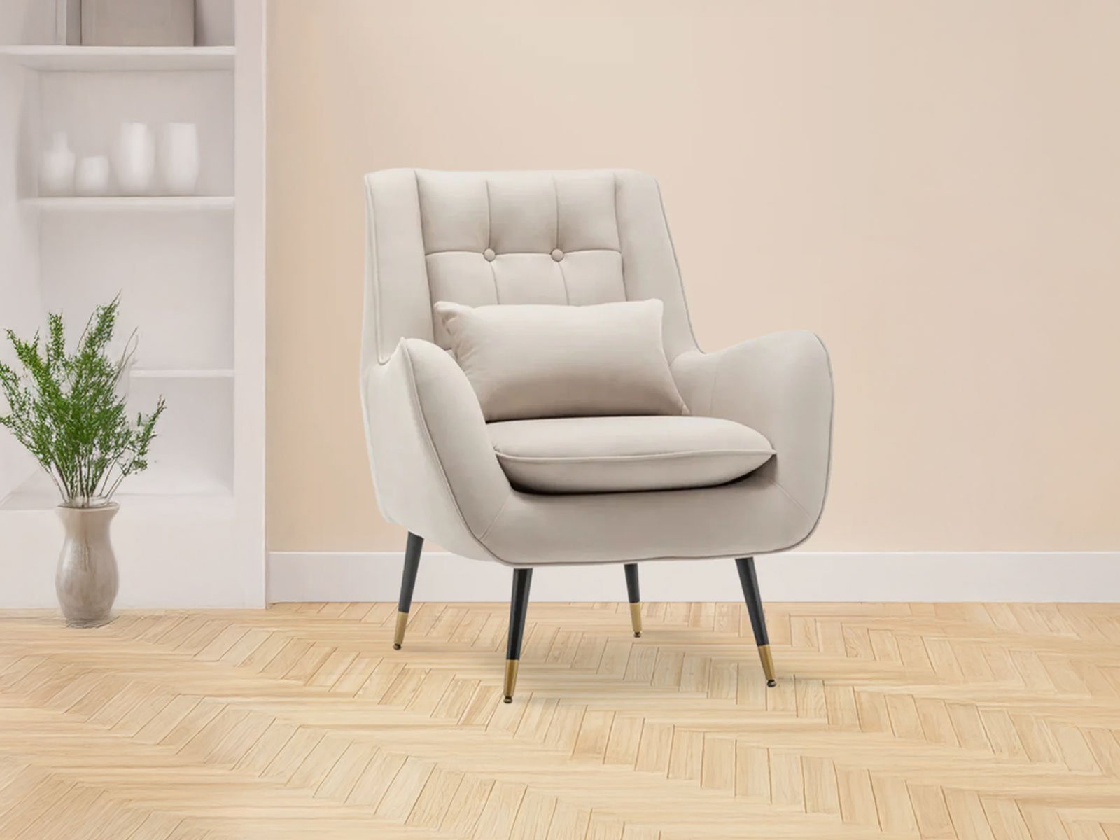 Aron Lounge Chair In Beige Color 