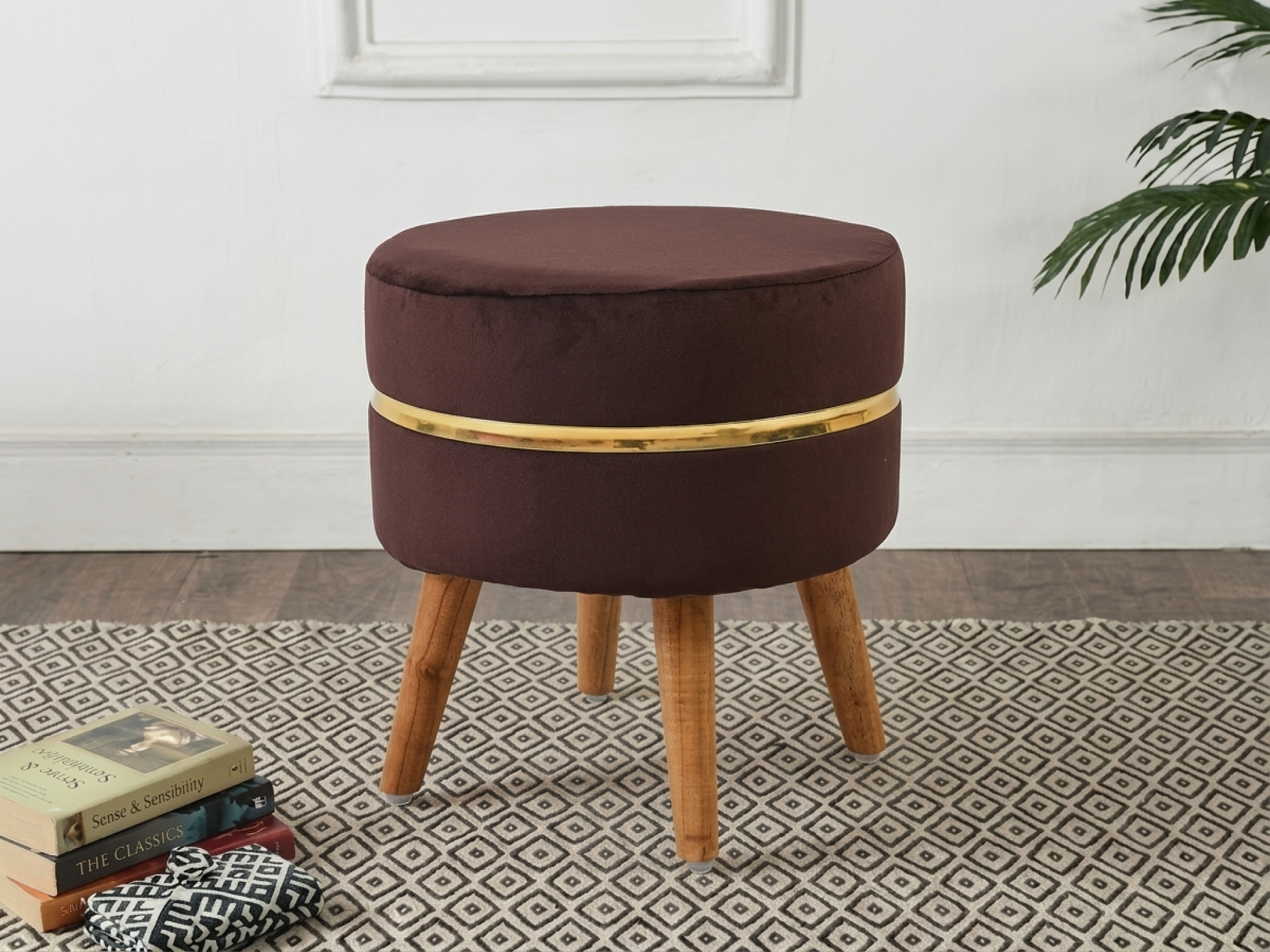 Ambo Stool In Brown Color 