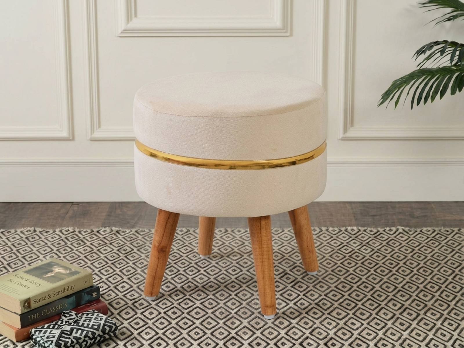 Ambo Stool In Cream Color 
