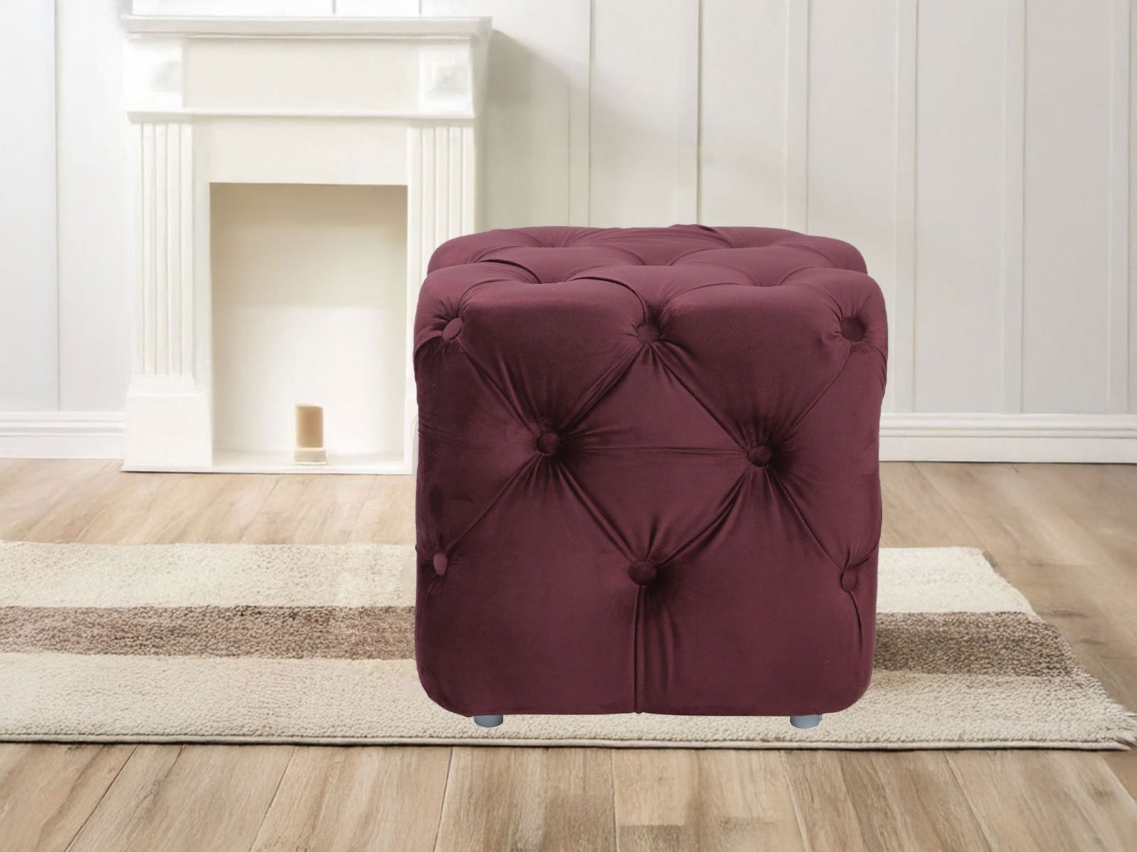 Lagoa Pouffe In Wine Red Color
