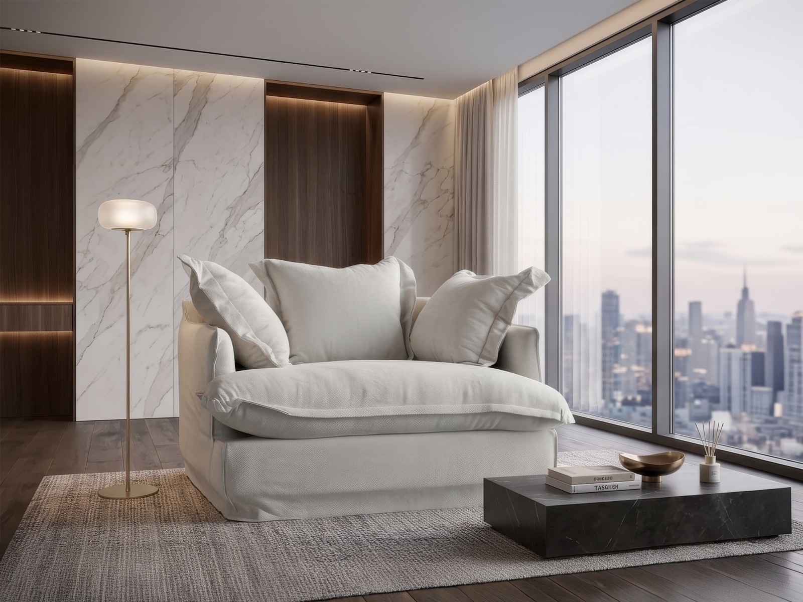 Regency Sofa 1 Seater In Off White Color