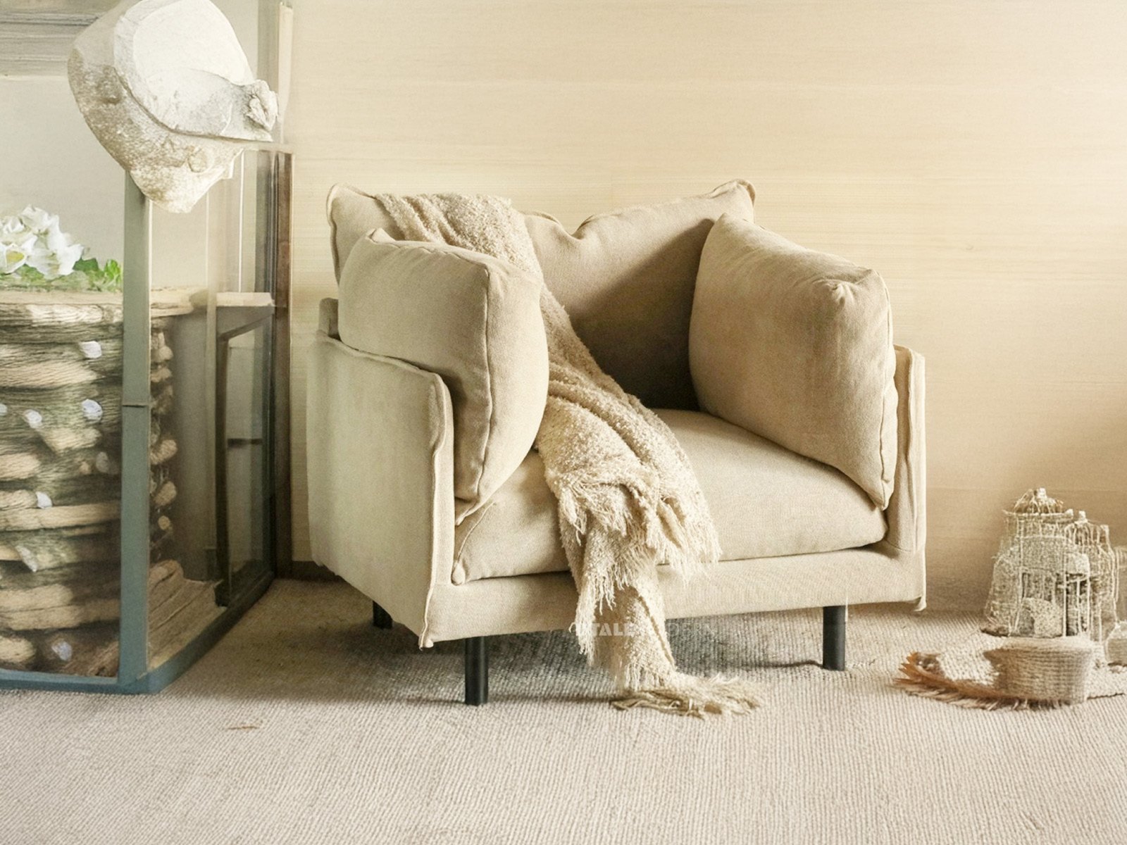 Breeze Lounge 1 Seater Sofa In Off- White & Cream Color 