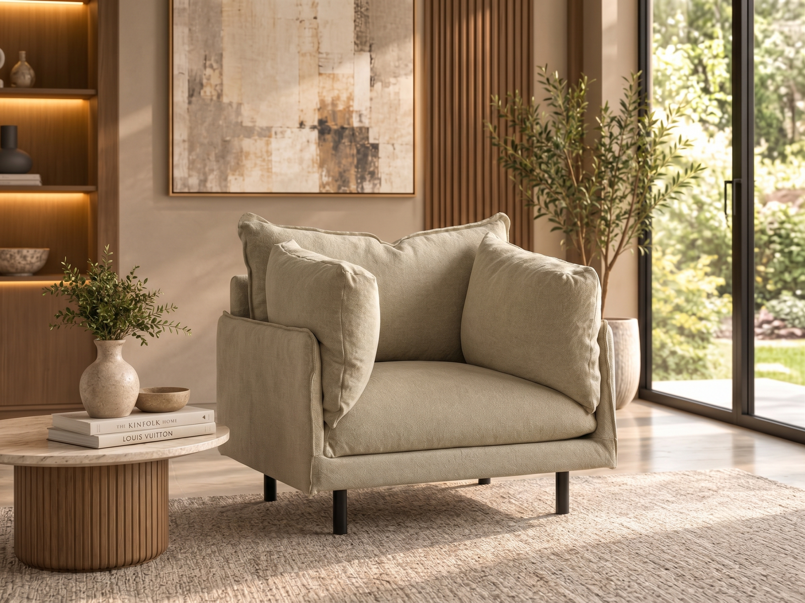 Breeze Lounge 1 Seater Sofa In Off- White & Cream Color 