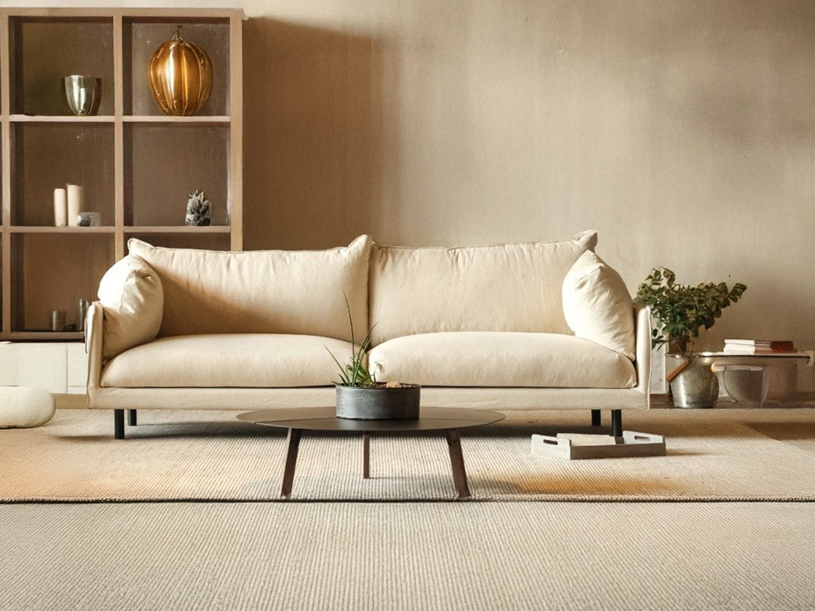 Breeze Lounge Sofa In Off- White & Cream Color