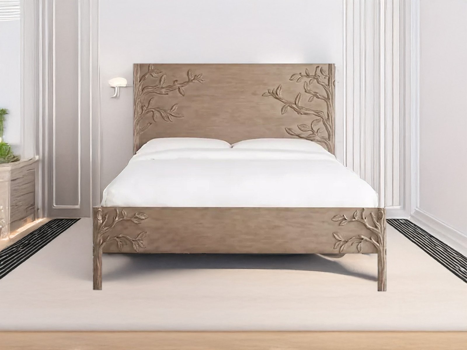 Oakly Bed In Beige Color 