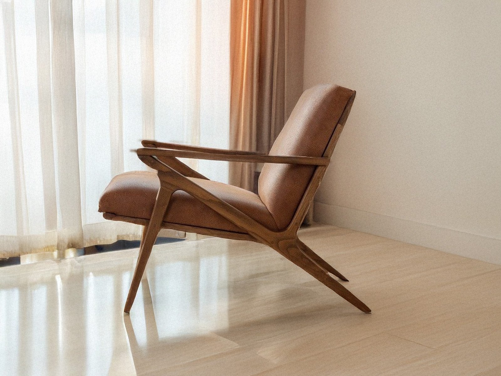 Windsor Wooden Arm Chair In Brown Color