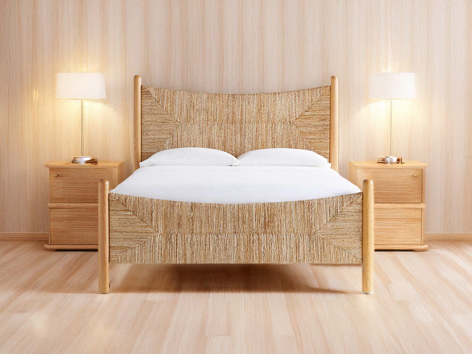 Regent Wooden Bed In Light Brown Color 