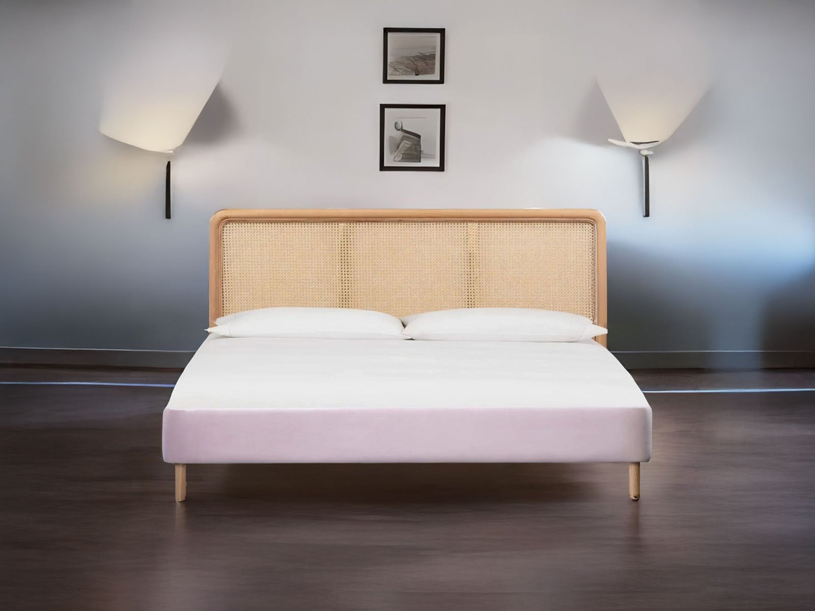 Axiom Wooden Bed in Natural Light Brown Color