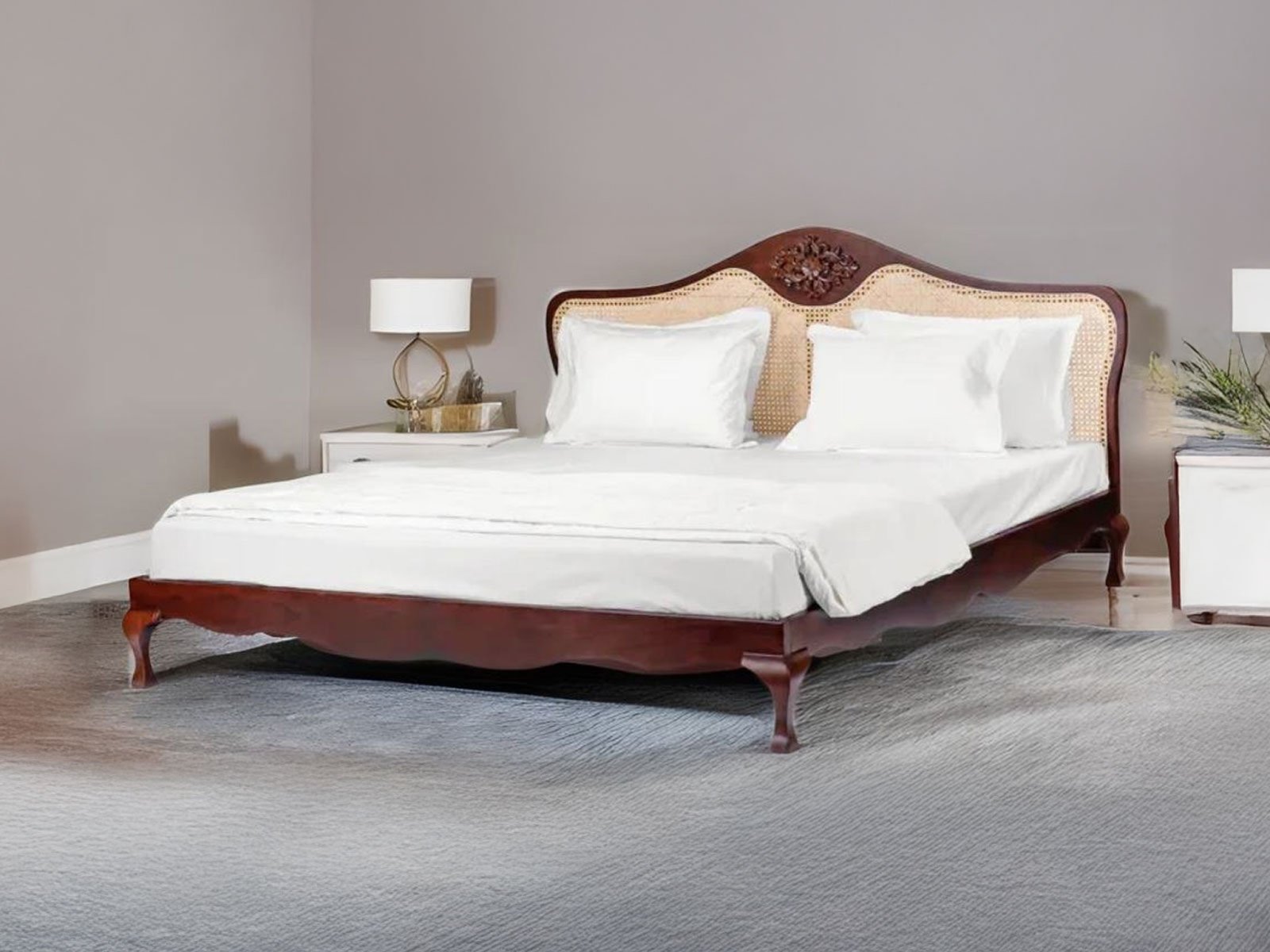 Nirvana Wooden Bed In Walnut Color 