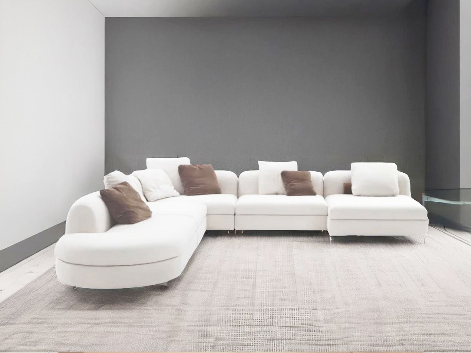 Logan Sectional Sofa In White Color