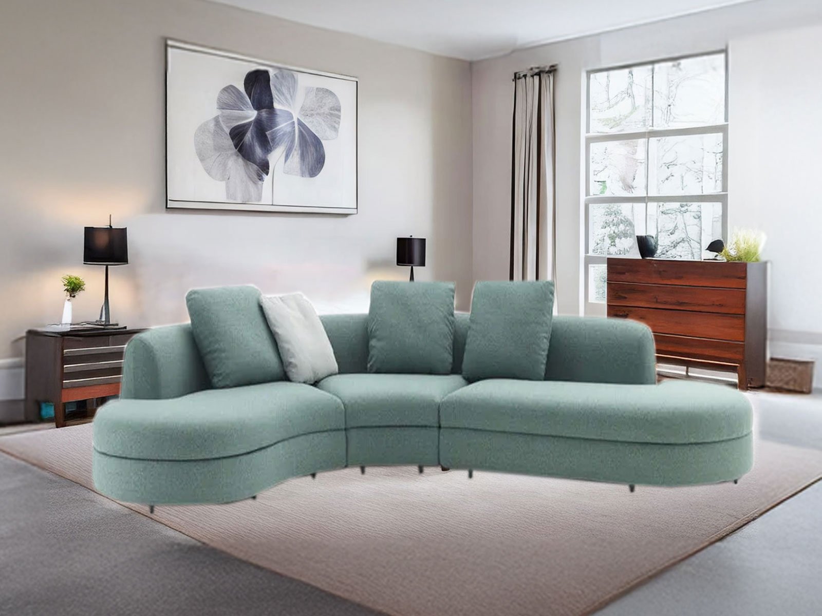 Logan Sectional Sofa In Green Color