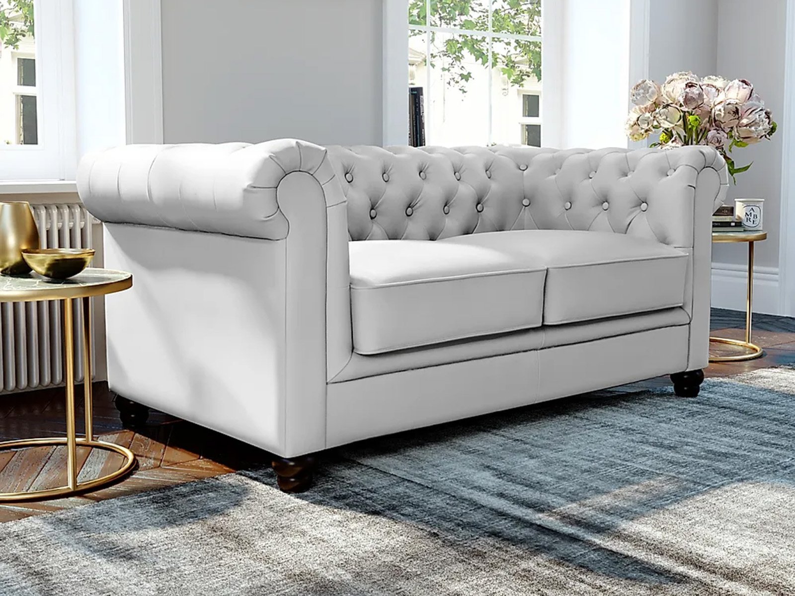 Jackson Leather 2 Seater Sofa In Light Grey color
