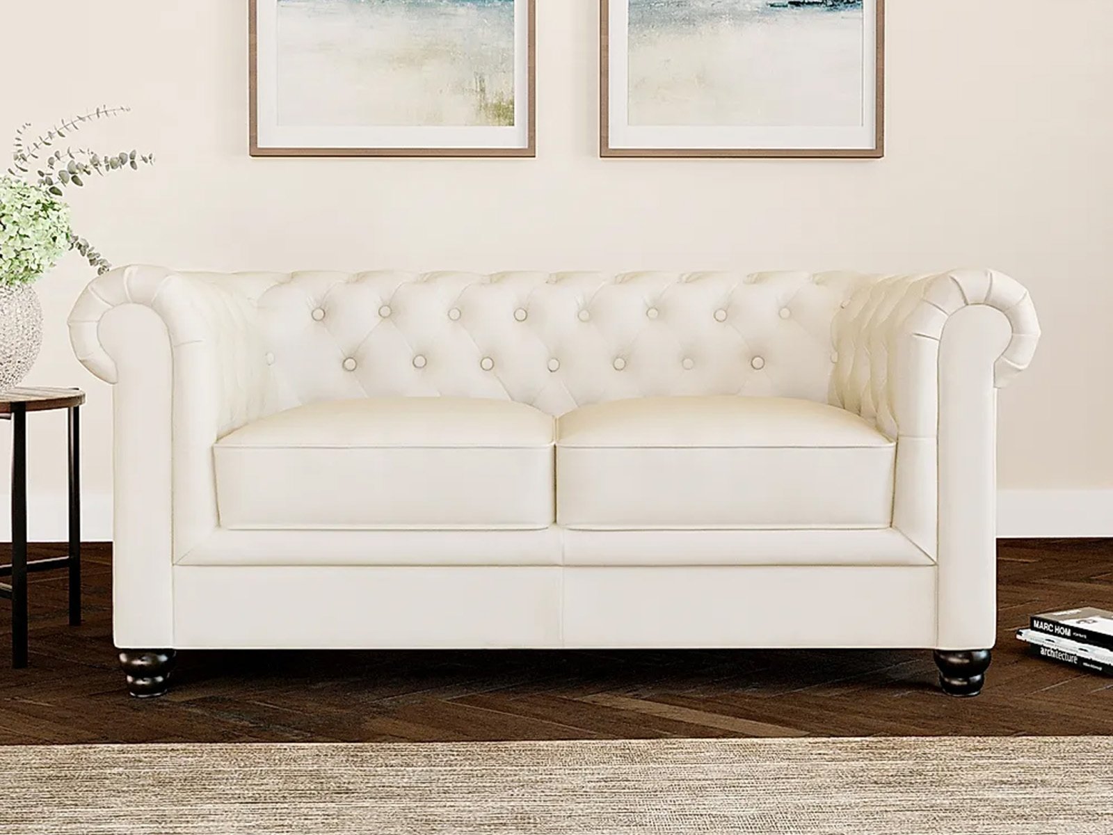Jackson Leather 2 Seater Sofa In Ivory Premium Color