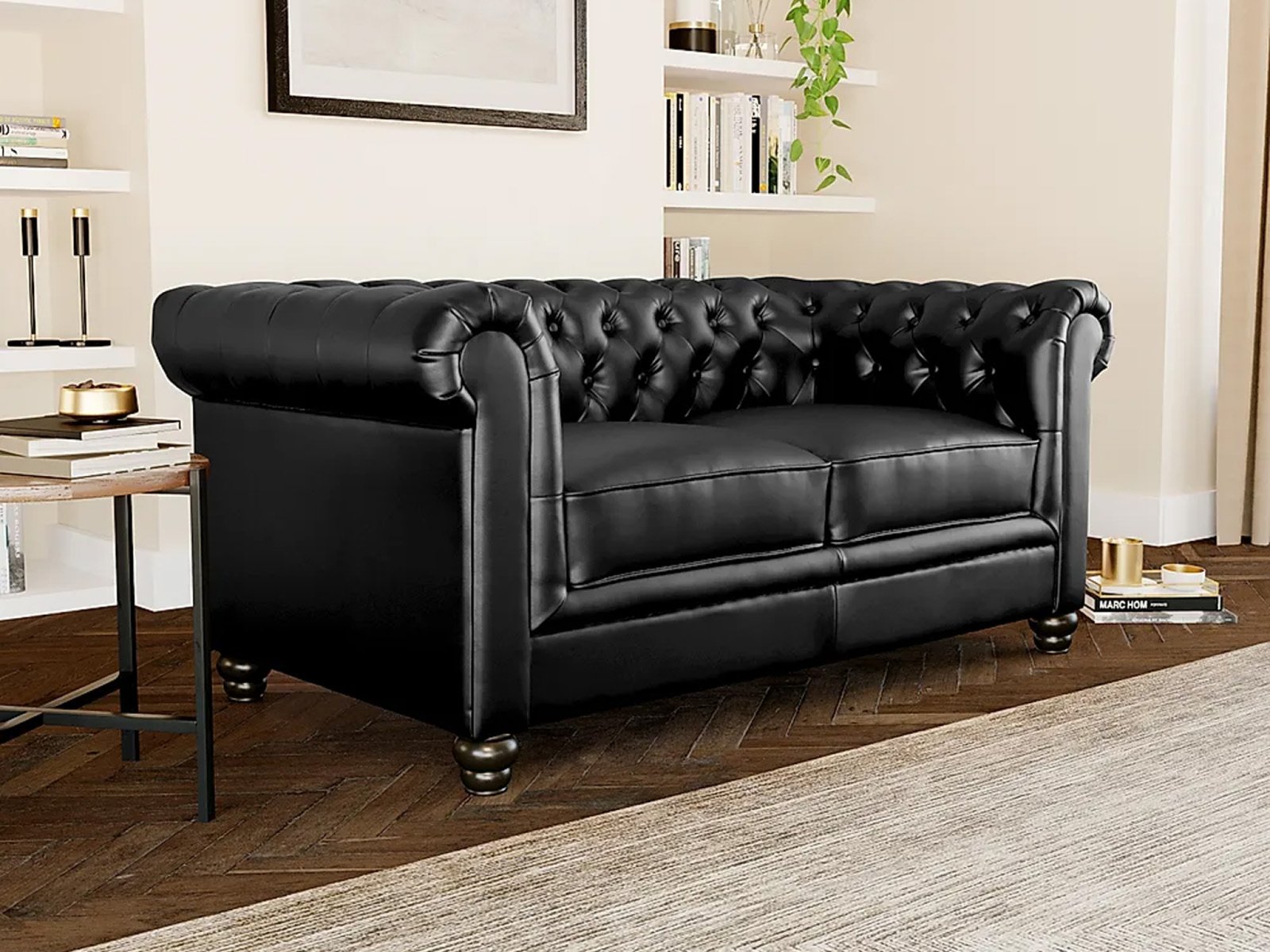 Jackson Leather 2 Seater Sofa In Black Color