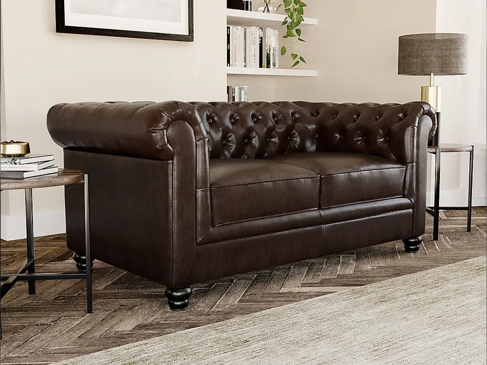 Jackson Leather 2 Seater Sofa In Antique Chestnut  Color